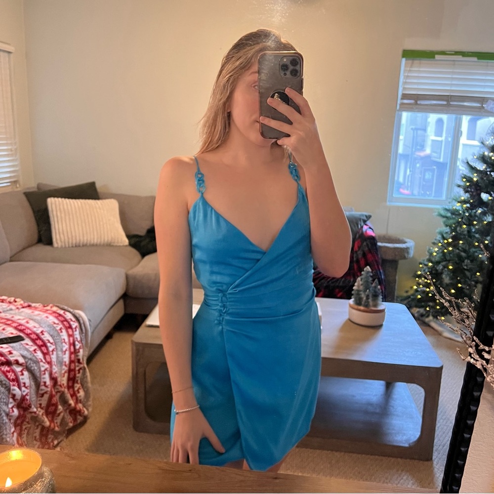 ZARA Linked Satin Effect Mini Dress